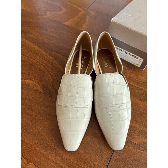 Franco Sarto Womens 6.5 M White Leather Flats Croc Print Loafers Leather NEW - Picture 7 of 7